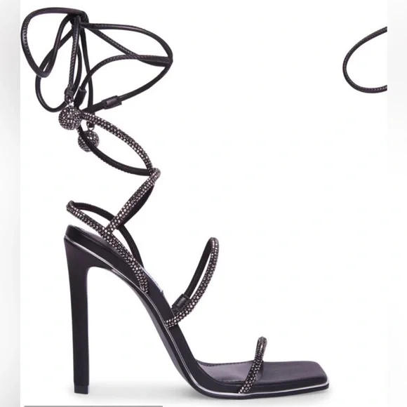 Steve Madden Unveil Wrap Heels - Black Size 6.5 - LIKE NEW - Picture 7 of 7
